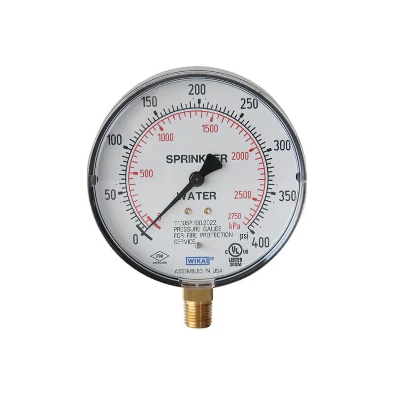 Fire sprinkler pressure gauge