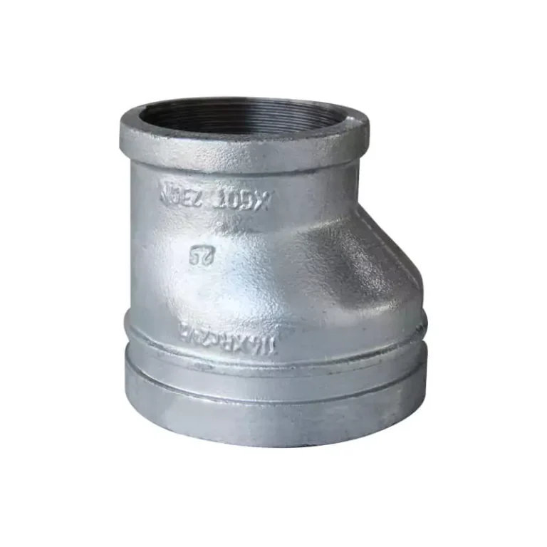Grooved eccentric reducer with female threaded outlet