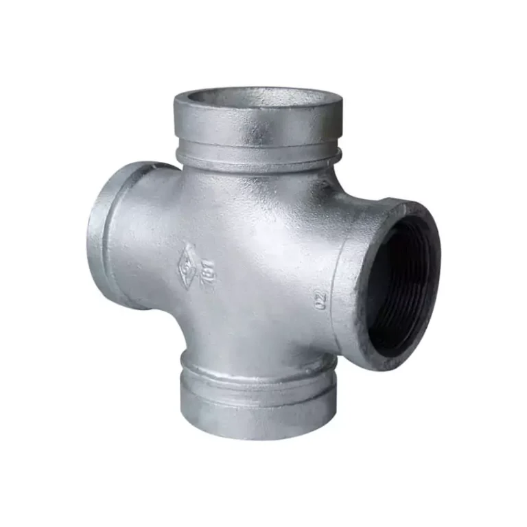 Grooved reducing cross with female threaded branch