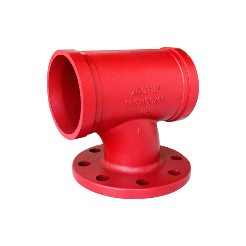 Grooved reducing flange tee wye