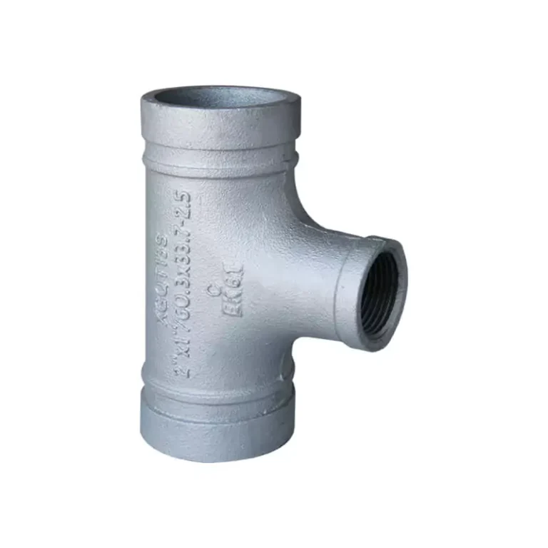 Grooved reducing tee with female threaded branch