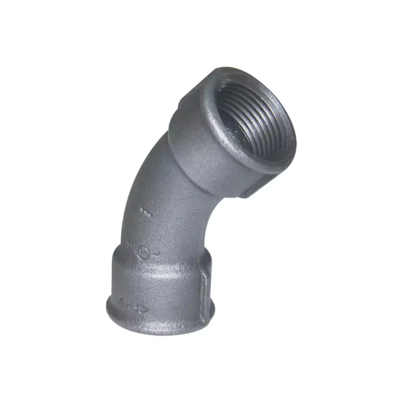 Malleable cast iron 45° long sweep bend
