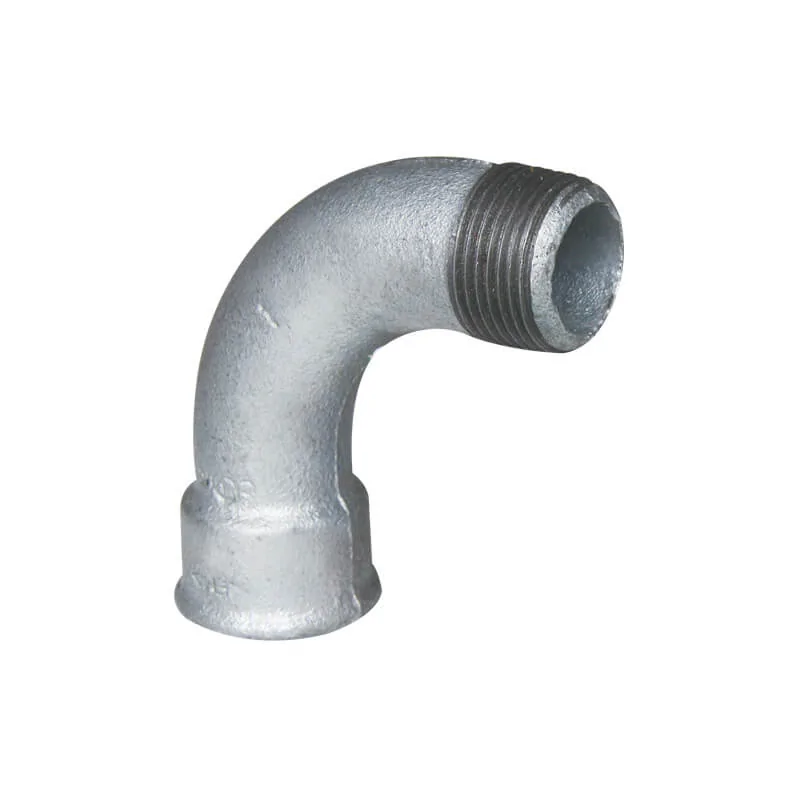 Malleable cast iron male and female 90° long sweep bend