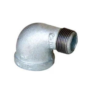 Malleable cast iron male and female 90° reducing elbow