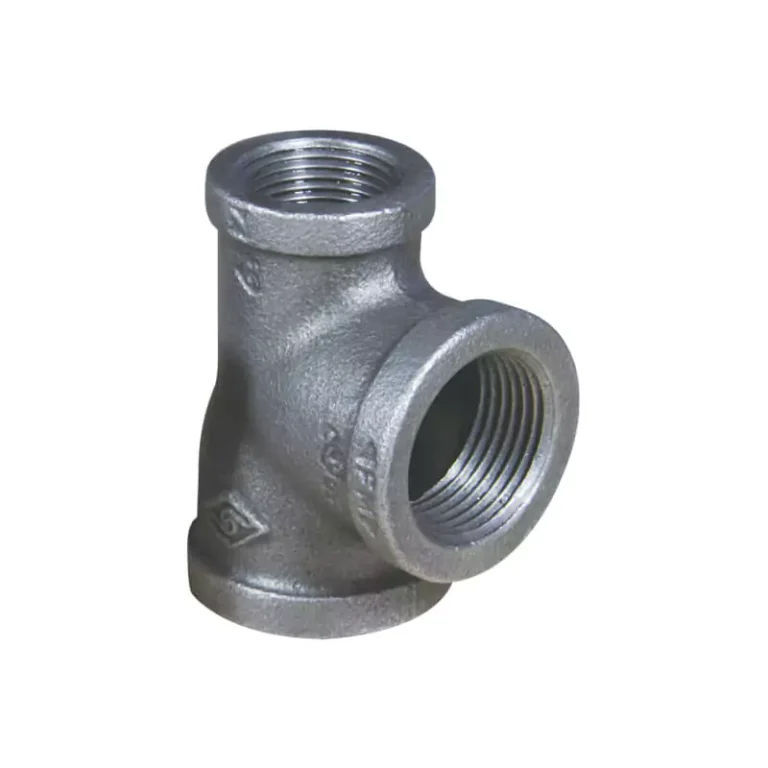 Malleable cast iron reducing tee (Equal major run and branch)