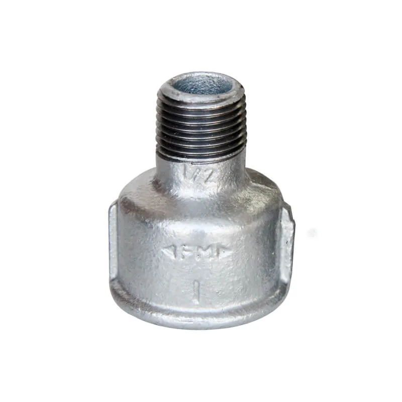 Malleable iron male and female reducing socket