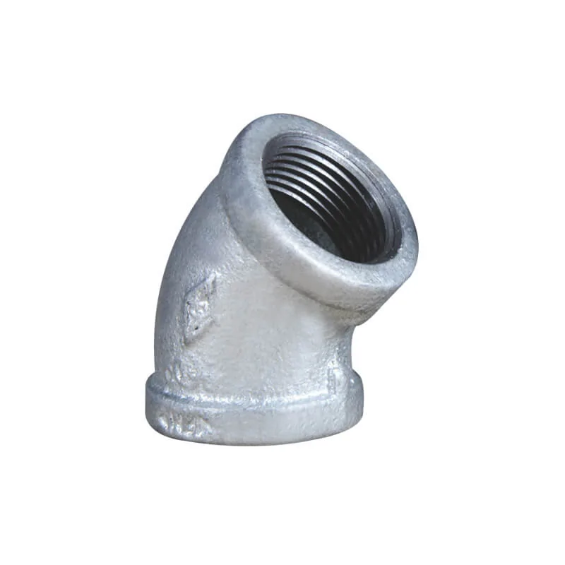 Malleable iron 45° straight elbow