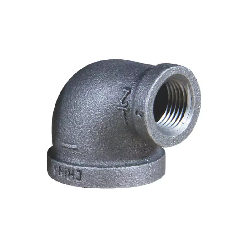Malleable iron 90° reducing elbow