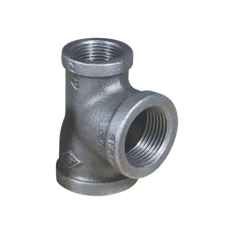 Malleable iron reducing tee (Equal major run and branch)