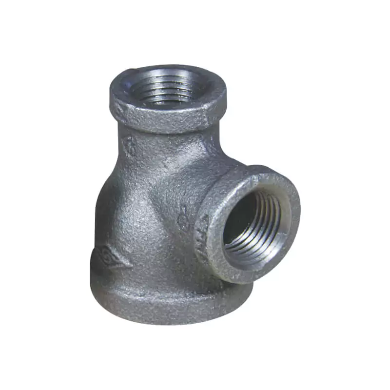 Malleable iron reducing tee (Equal minor run and branch)