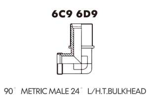 Metric Bite Type Tube Adaptor 90 METRIC MALE 24 L/H.T.BULKHEAD