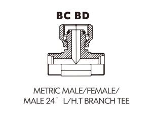 Metric Bite Type Tube Adaptor METRIC MALE/FEMALE/MALE 24 L/H.T BRANCH TEE