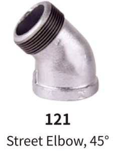 galvanized balck mallebale iron fitting union elbow 45 mf
