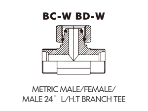 Metric Bite Type Tube Adaptor METRIC MALE/FEMALE/MALE 24"L/H.T BRANCH TEE