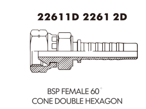 BSP FEMALE 60 CONE DOUBLE HEXAGON