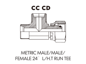 Metric Bite Type Tube Adaptor METRIC MALE/MALE/FEMALE 24 L/H.T RUN TEE
