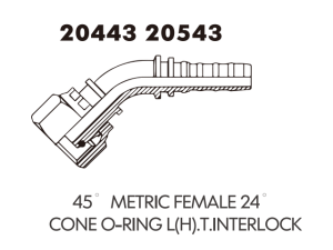 45 metric female 24 cone o-ring L(H).T.INTERLOCK