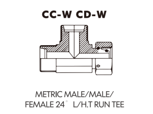 Metric Bite Type Tube Adaptor METRIC MALE/MALE/FEMALE 24 L/H.T RUN TEE