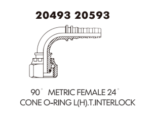90 metric female 24 cone o-ring L(H).T.INTERLOCK