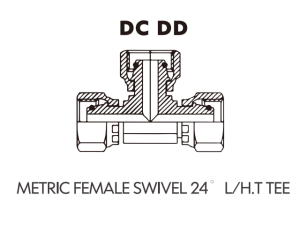 Metric Bite Type Tube Adaptor METRIC FEMALE SWIVEL 24 L/H.T TEE