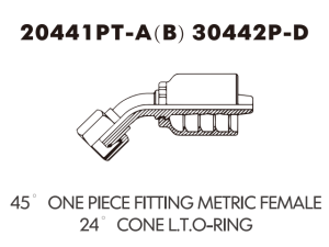 one piece fitting 45ONE PIECE FITTING METRIC FEMALE24 CONE LT.O-RING