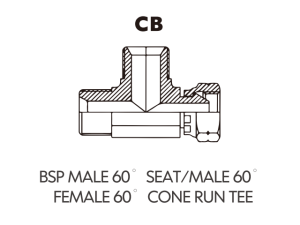 BSP BSPT ADAPTOR BSP MALE60SEAT/MALE 60FEMALE 60CONE RUN TEE