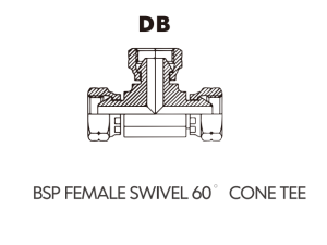 BSP BSPT ADAPTOR BSP FEMALE SWIVEL 60 CONE TEE