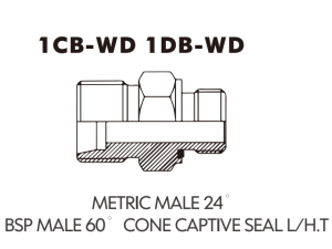 Metric Bite Type Tube Adaptor METRIC MALE 24BSP MALE 60 CONE CAPTIVE SEAL L/H.T