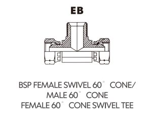 BSP BSPT ADAPTOR BSP FEMALE SWIVEL 60 CONE/MALE 60 CONEFEMALE 60 CONE SWIVEL TEE