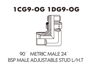 Metric Bite Type Tube Adaptor 90 METRIC MALE 24 BSP MALE ADJUSTABLE STUD L/H.T
