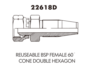 REUSEABLE BSP FEMALE 60 CONE DOUBLE HEXAGON