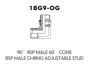 BSP BSPT ADAPTOR 90 BSP MALE 60 CONEBSP MALE O-RING ADJUSTABLE STUD