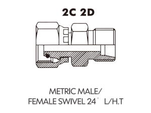 Metric Bite Type Tube Adaptor 90 METRIC MALE/FEMALE SWIVEL 24 L/H.T