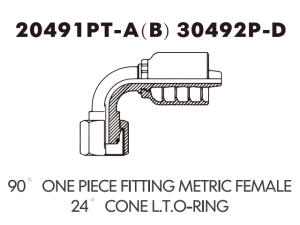 one piece fitting 90 ONE PIECE FITTING METRIC FEMALE24 CONE L.T.O-RING