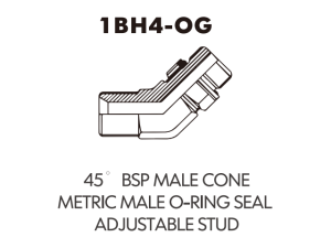 BSP BSPT ADAPTOR 45 BSP MALE CONEMETRIC MALE O-RING SEALADJUSTABLE STUD