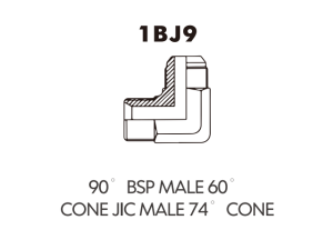 BSP BSPT ADAPTOR 90 BSP MALE 60CONE JIC MALE 74 CONE