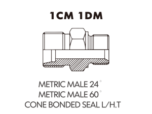 Metric Bite Type Tube Adaptor METRIC MALE 24METRIC MALE 60CONE BONDED SEAL L/H.T