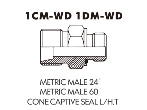 Metric Bite Type Tube Adaptor METRIC MALE 24METRIC MALE 60CONE CAPTIVE SEAL L/H.T