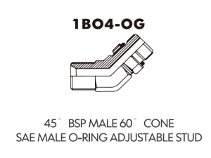 BSP BSPT ADAPTOR 45 BSP MALE 60 CONESAE MALE O-RING ADJUSTABLE STUD
