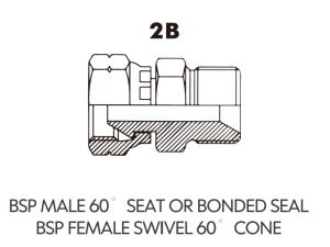 BSP BSPT ADAPTOR BSP MALE 60 SEAT OR BONDED SEALBSP FEMALE SWIVEL 60 CONE