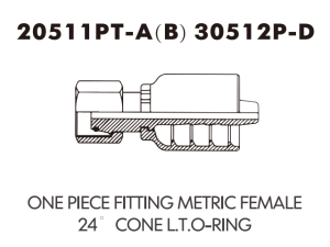 one piece fitting ONE PIECE FITTING METRIC FEMALE 24 CONE LT.O-RING