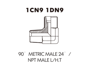 Metric Bite Type Tube Adaptor METRIC MALE 24 /90NPT MALE L/H.T