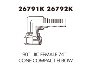 JIC SAE OFRS NPT Fitting 90 JICFEMALE74CONE COMPACT ELBOW