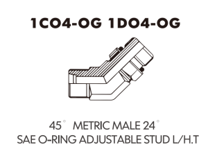 Metric Bite Type Tube Adaptor 45 METRIC MALE 24SAE O-RING ADJUSTABLE STUD L/H.T