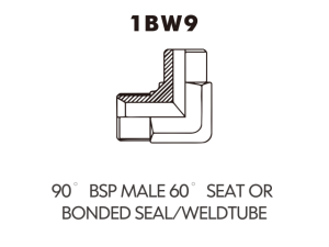 BSP BSPT ADAPTOR 90 BSP MALE 60 SEAT ORBONDED SEAL/WELDTUBE