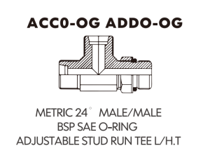 Metric Bite Type Tube Adaptor METRIC 24 MALE/MALEBSP SAE O-RINGADJUSTABLE STUD RUN TEE L/H.T