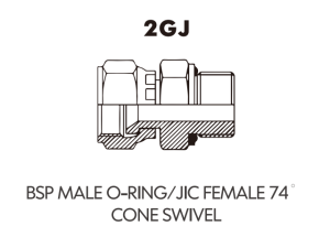 BSP BSPT ADAPTOR BSP MALE O-RING/JIC FEMALE74CONE SWIVEL