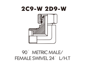 Metric Bite Type Tube Adaptor 90 METRICMALE/FEMALE SWIVEL 24 L/H.T