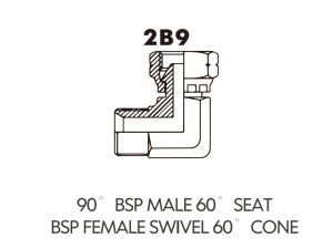 BSP BSPT ADAPTOR 90 BSP MALE 60 SEATBSP FEMALE SWIVEL 60 CONE