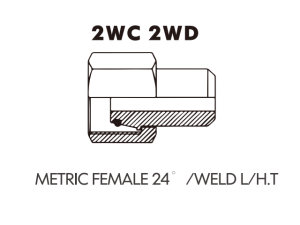 Metric Bite Type Tube Adaptor METRIC FEMALE 24 /WELD L/H.T